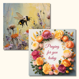 Everyday Card - Bee & Wreath (Pack of 6, 3 of each design)