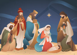 Christmas Card Contemporary Nativity - Pack of 10