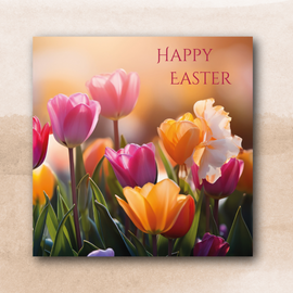 Easter Cards - Happy Easter Flowers (Pack of 6 cards)