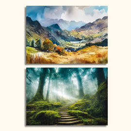 Everyday Card - Mountain & Woodland Scenes (Pack of 6, 3 of each design)