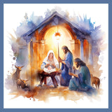 Christmas Card Watercolour Nativity - Pack of 10